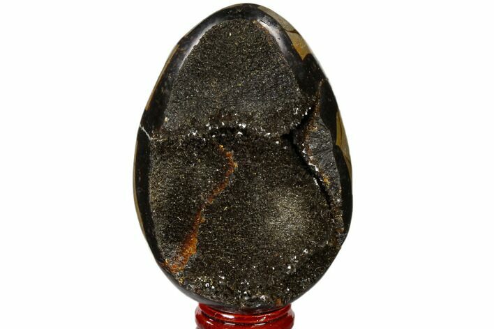 Septarian Dragon Egg Geode - Black Crystals #118739